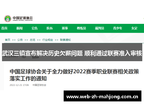 武汉三镇宣布解决历史欠薪问题 顺利通过联赛准入审核 武汉三镇宣布解决历史欠薪问题 顺利通过联赛准入审核